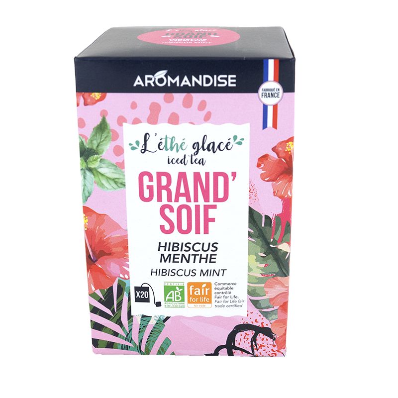 L'éthé Glacé "Grand soif" - Thé glacé Hibiscus & Menthe - 20 sachets - Aromandise