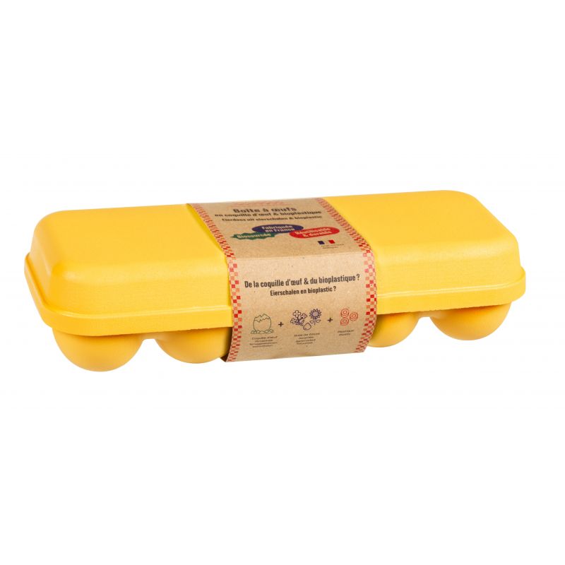 Boîte à œufs robuste en coquille d'œufs et bioplastique, Jaune - Pour 10 œufs - Ah Table