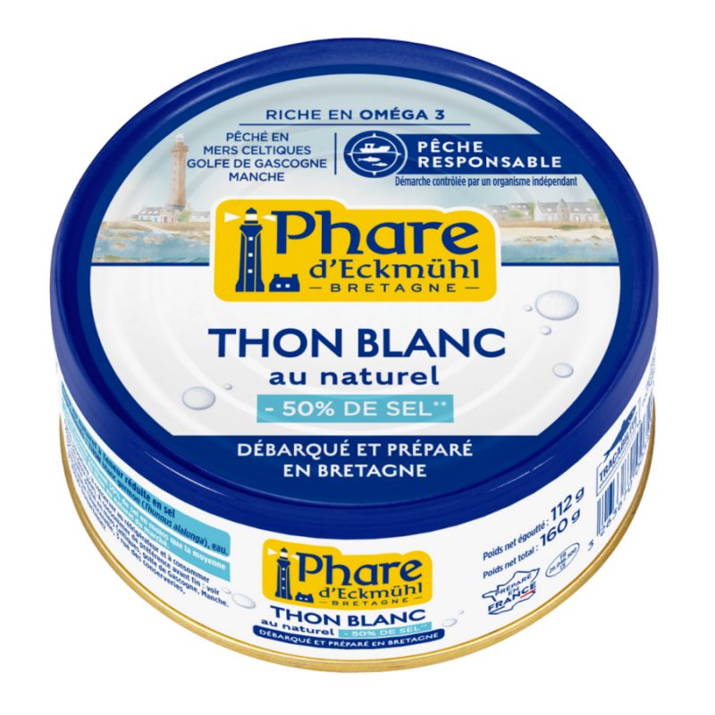 Tonno bianco atlantico a basso contenuto di sale (pesca responsabile, Francia) - 160g - Phare d'Eckmühl