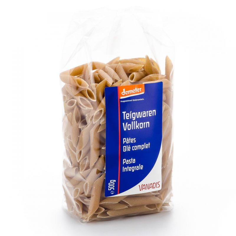 Penne integrali biologiche (Demeter, Svizzera) - 500 g - Vanadis