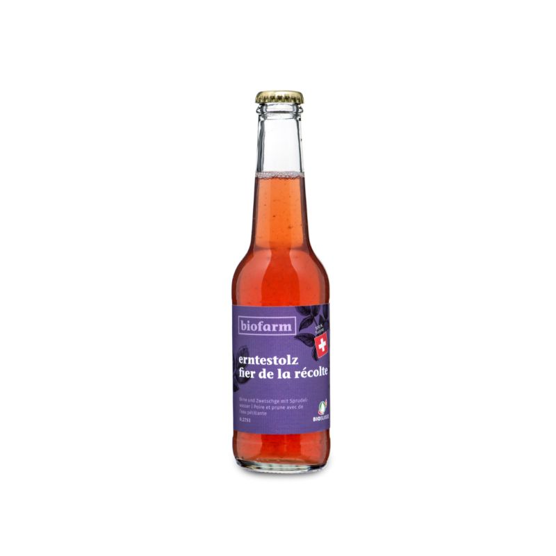 Fierté de la récolte, Boisson rafraîchissante BIO - Poire & Prune - 275ml (verre) - Biofarm