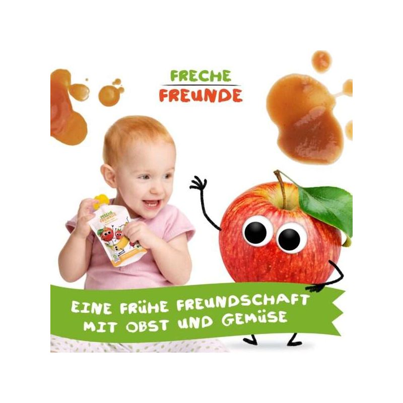 BIO-Quetschie Banane, Apfel, Erdbeere & Himbeere - 100g - Freche Freunde