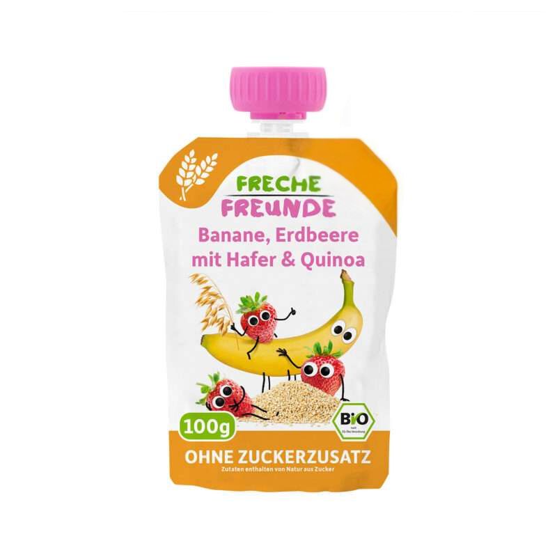 BIO Quetschie (Deutschland) - Banane, Erdbeere & Quinoa- 100g - Freche Freunde