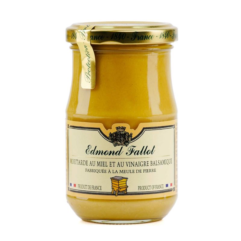 Moutarde au miel et au vinaigre balsamique de Modène, fabriquée à la meule de pierre - 210g - Edmond Fallot