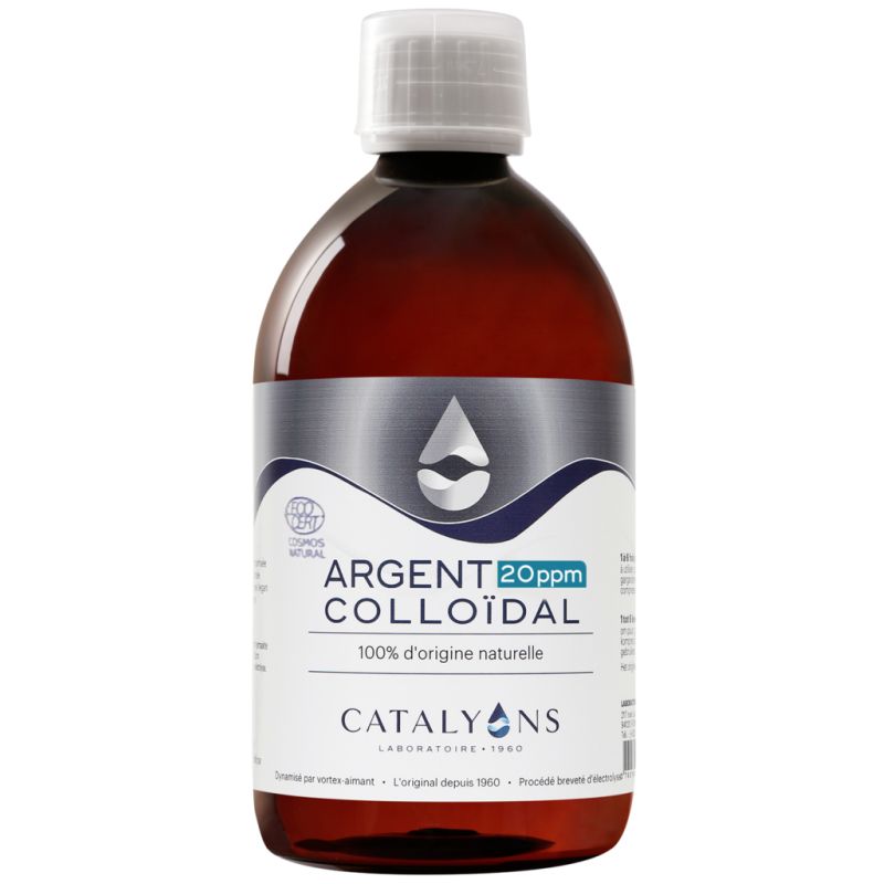 Argento colloidale, naturale e ionizzato, 20 PPM - 500ml - Catalyons