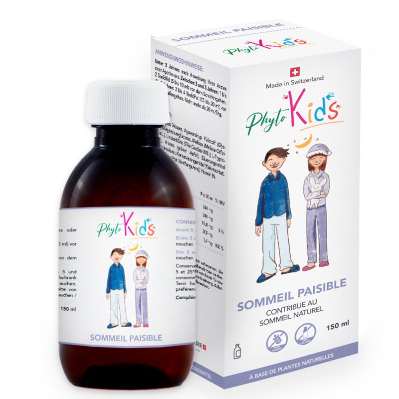 Ruhiger Schlaf - Natürliches Schweizer Nahrungsergänzungsmittel für Kinder - Grüner Apfel - 150ml - PhytoKids