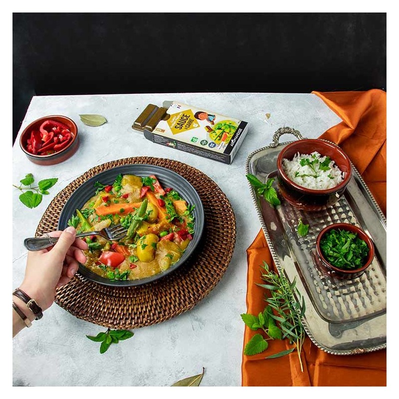 Sauce au carré BIO, Curry Madras - 90g, 5 portions - Aromandise