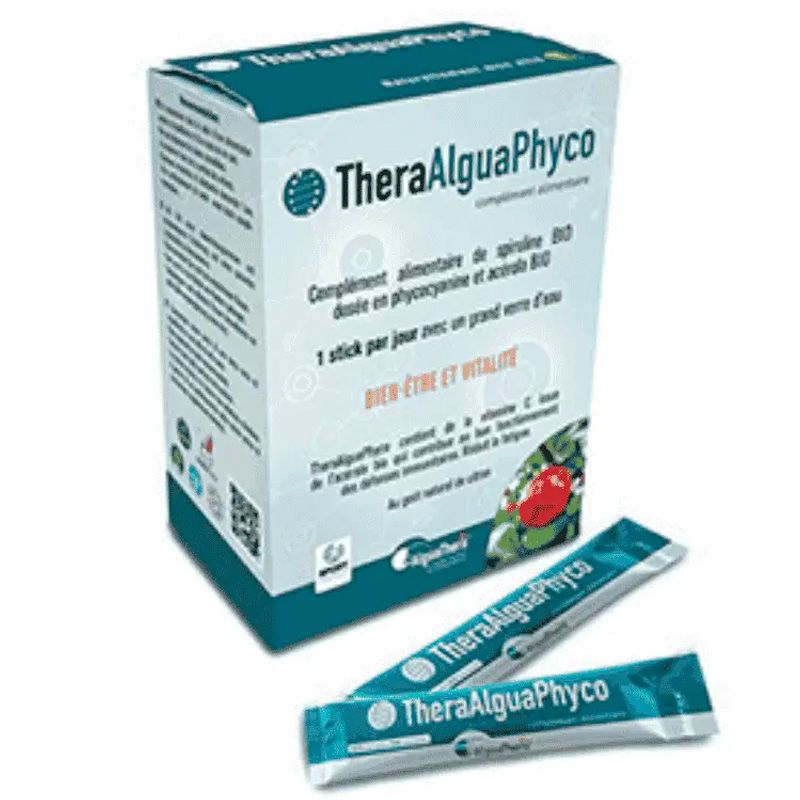 TheraAlguaPhyco - Schweizer Nahrungsergänzungsmittel: Spirulina, Phycocyanin & Acerola - 30x 15ml - AlguaThera