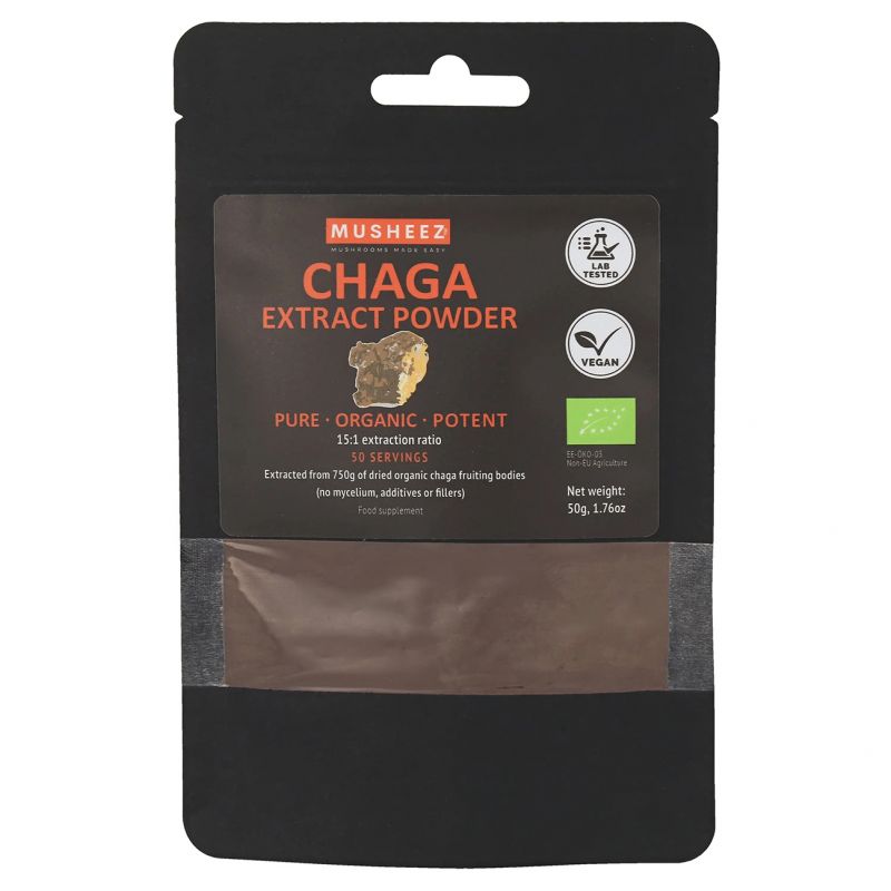 Chaga BIO, poudre d'extrait de champignon vital - 50g  - NaturKraftWerke