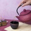 Théière en fonte, TSUBAKI, Rose vermillon et ses dorures, avec filtre inox - 0,6 litre - Aromandise