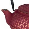 Théière en fonte, TSUBAKI, Rose vermillon et ses dorures, avec filtre inox - 0,6 litre - Aromandise