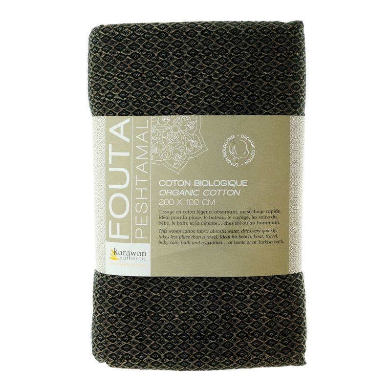 Fouta en coton biologique, Collection SAND, Cendre - 200x100cm - Karawan