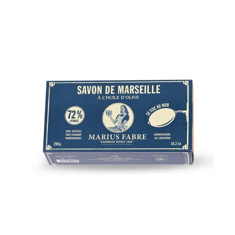 Le savon de Marseille rotatif Bio à fixer au mur, avec support - 290g - Marius Fabre