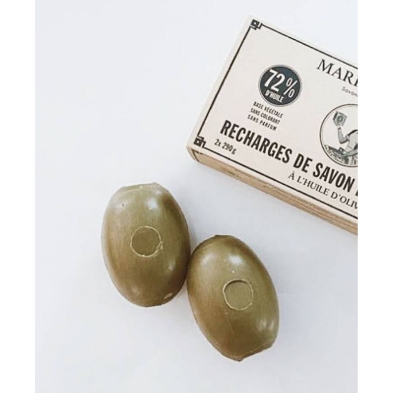 Le savon de Marseille rotatif Bio à fixer au mur - Recharge 2x 290g - Marius Fabre