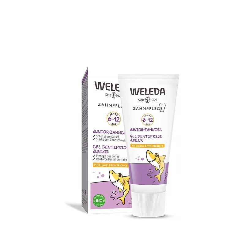 Gel-Zahnpasta Junior (6 bis 12 Jahre) mit Fluorid - 50ml - Weleda