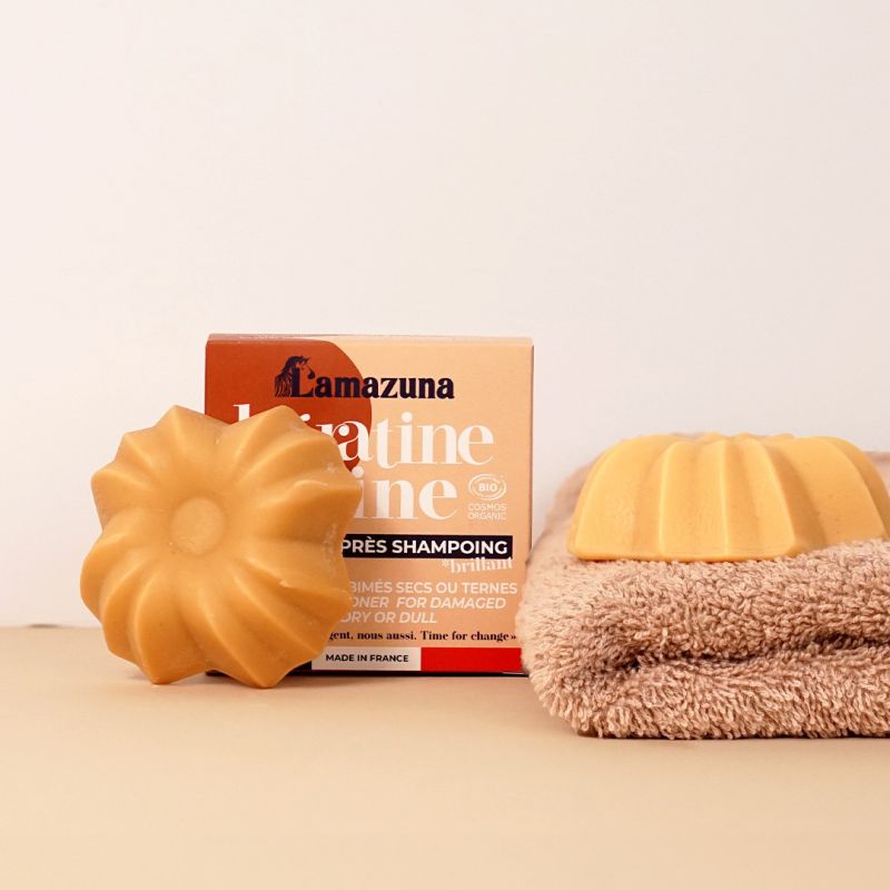 Balsamo solido e maschera alla cheratina vegetale per capelli danneggiati, secchi o spenti - Kératine Shine - 74ml – Lamazuna