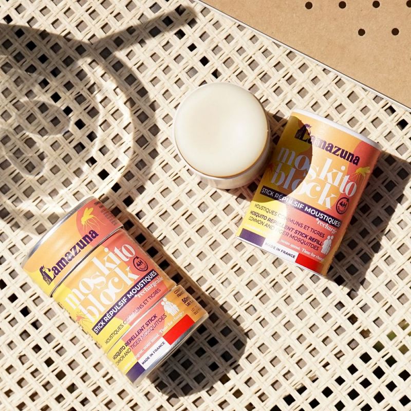 Moskito Block – Stick Solido & Ricaricabile Antizanzare, contro zanzare tigre e comuni – Con scatola in alluminio – Lamazuna