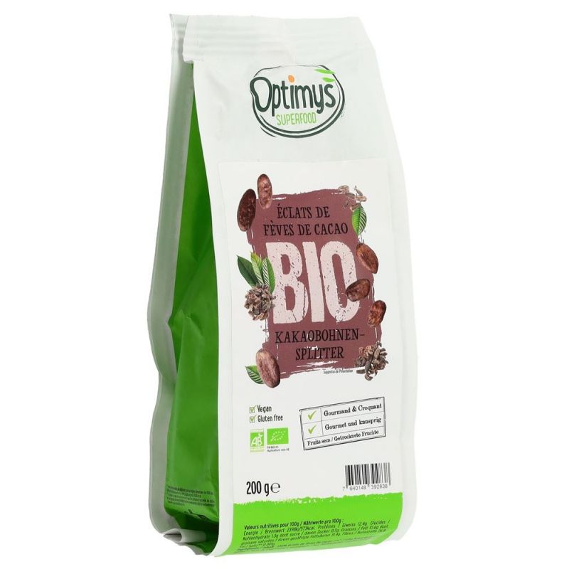 Criollo Bio, Eclats de fèves de Cacao cru Bio Equitable - 200g - Optimys