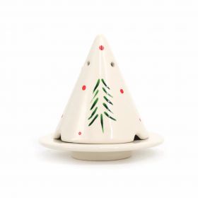 Lampe Merlin, Diffuseur pour bois de cade (Peinte à la main), Edition limitrée "Sapins et Pois rouges" - Ambiance Cade