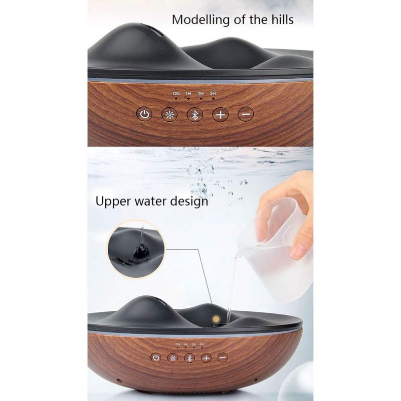 Ultraschall-Duftdiffusor „ONDA“ mit Bluetooth-Lautsprechern und LED-Beleuchtung – Holzoptik