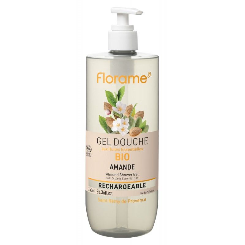 Gel douche BIO aux huiles essentielles, rechargebale - Amande - 750ml  - Florame