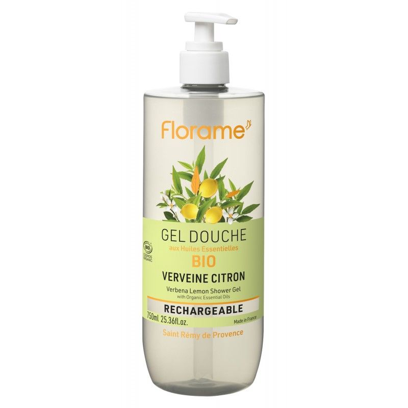 Gel douche BIO aux huiles essentielles, rechargebale - Verveine-Citron - 750ml  - Florame