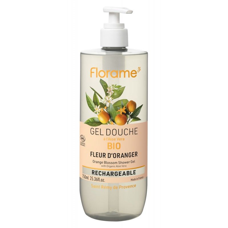 Bio-Duschgel mit ätherischen Ölen, nachfüllbar - Orangenblüte - 750 ml - Florame