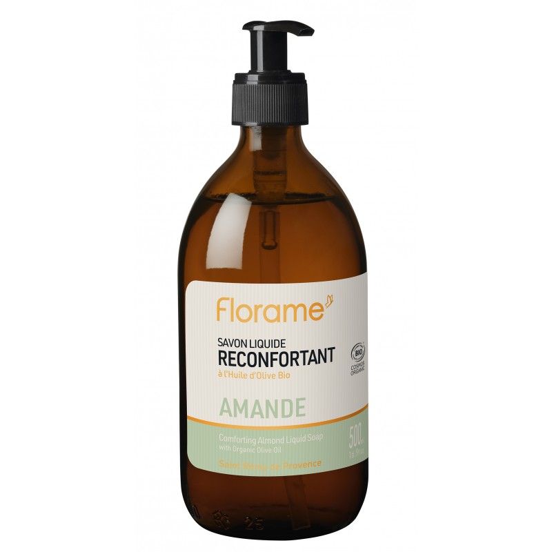 Traditionelle flüssige BIO-Seife, nachfüllbar - Mandel - Glasspender 500 ml - Florame