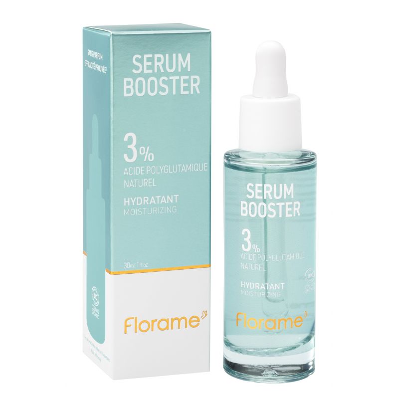 Bio-Feuchtigkeits-Serum Booster mit natürlicher Polyglutaminsäure (3 %) - Intensive Feuchtigkeitsversorgung - 30 ml - Florame