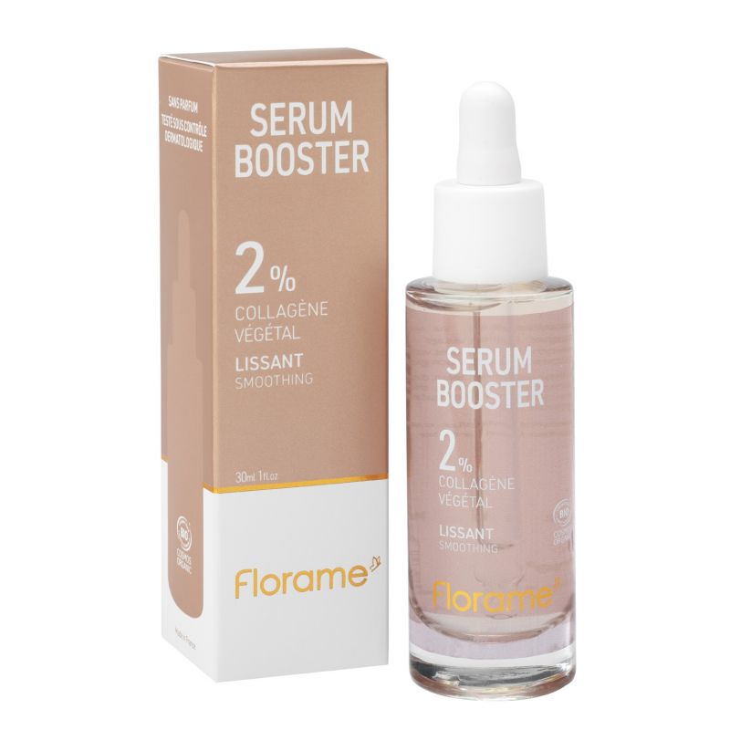Siero Booster levigante BIO al Collagene vegetale (2 %) - Rinnova l’elasticità - 30 ml - Florame