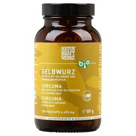 Curcuma et poivre noir BIO - 180 Vegicaps à 495 mg - NaturKraftWerke