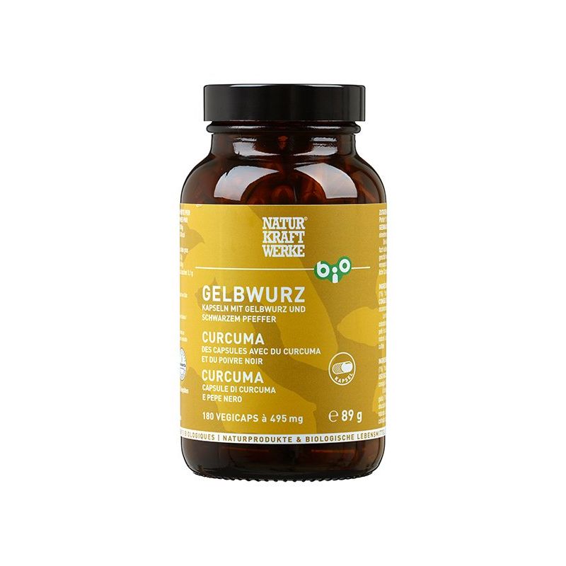 Gelbwurz und schwarzer Pfeffer BIO - 180 Vegicaps à 495 mg - NaturKraftWerke