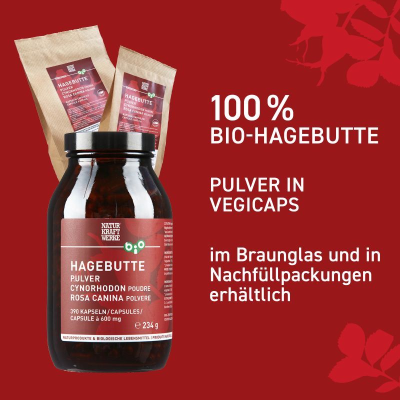 Rosa canina - 390 Vegicaps da 600 mg BIO - NaturKraftWerke