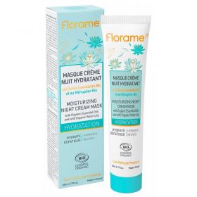 Feuchtigkeitsspendende BIO-Nachtmaske Florame - 65 ml - Gesichtspflege mit Hyaluronsäuren, COSMOS Organic zertifiziert