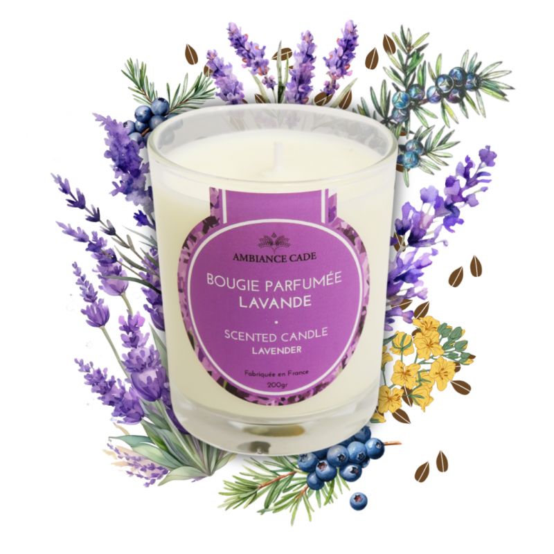 Candela ad olio Cade, profumo di Lavanda - 400g, circa 45h - Ambiance Cade