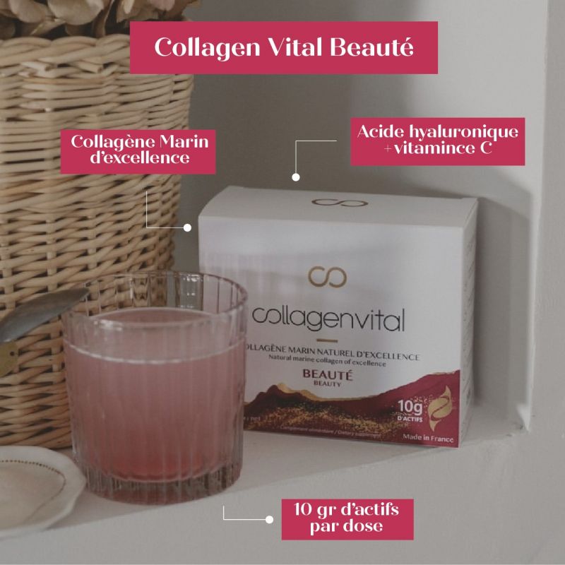 Collagen Vital Beauty, Straffheit, Elastizität, Feuchtigkeit und Faltenreduzierung - 15 Beutel, 128g - Vita