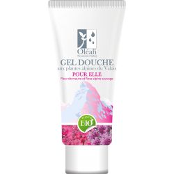 Gel Douche BIO aux plantes alpines du Valais pour ELLE - Fleurs de mauve et rose sauvage - 200ml - Oléah