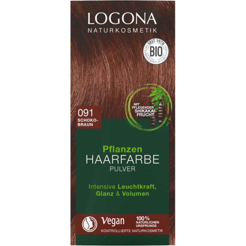 Pflanzen-Haarfarbe-Pulver 091 - Schokobraun - 2x50g - Logona