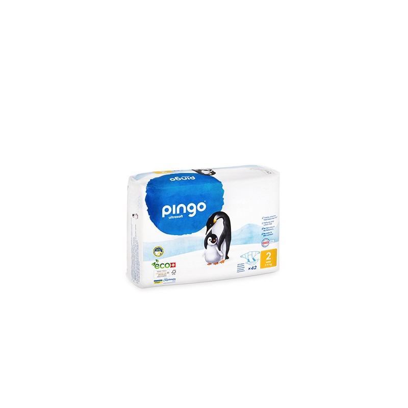 Couches-culottes pour bébé Suisses & Écologiques - Taille 2, Mini (3-6kg) - 2x cartons de 42pces - Pingo