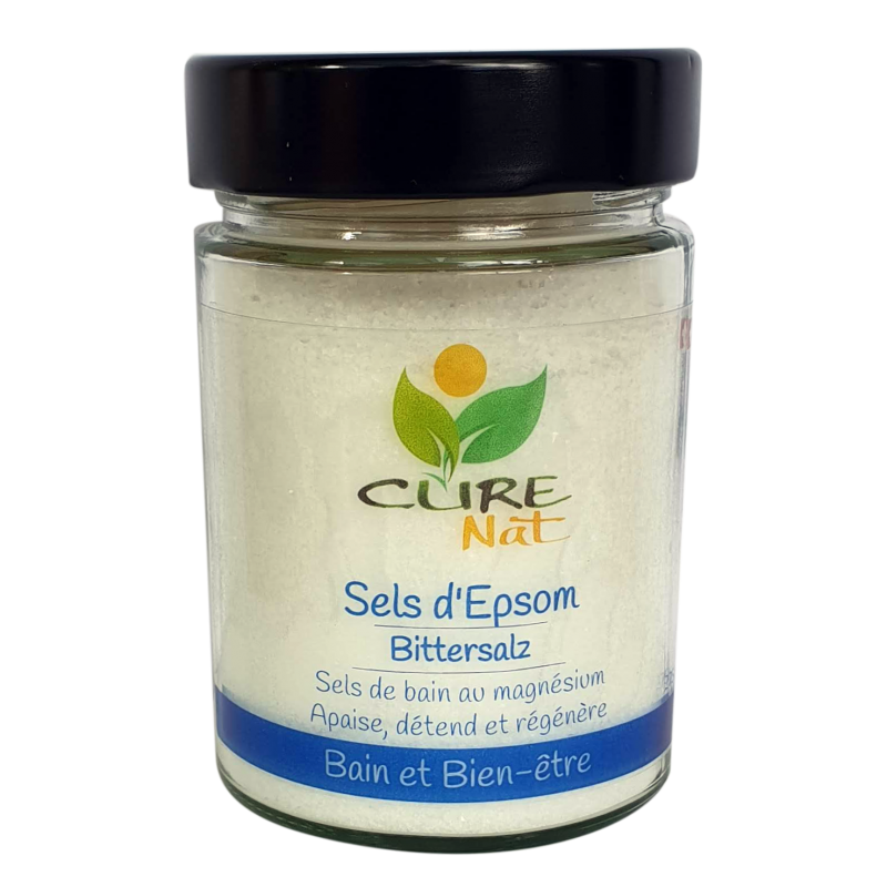 Sel d’Epsom (Sulfate de Magnésium, qualité alimentaire) - 275g (verre) ou 550g (Recharge) - Curenat