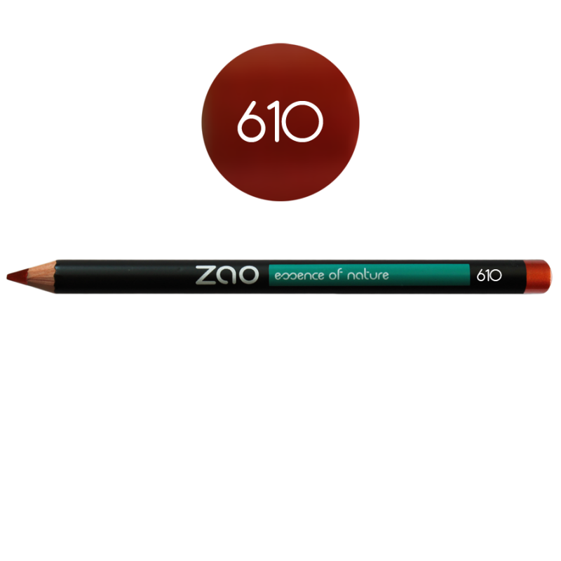 Crayons de maquillage BIO pour les yeux & les lèvres - N° 610, Rouge cuivré - Zao