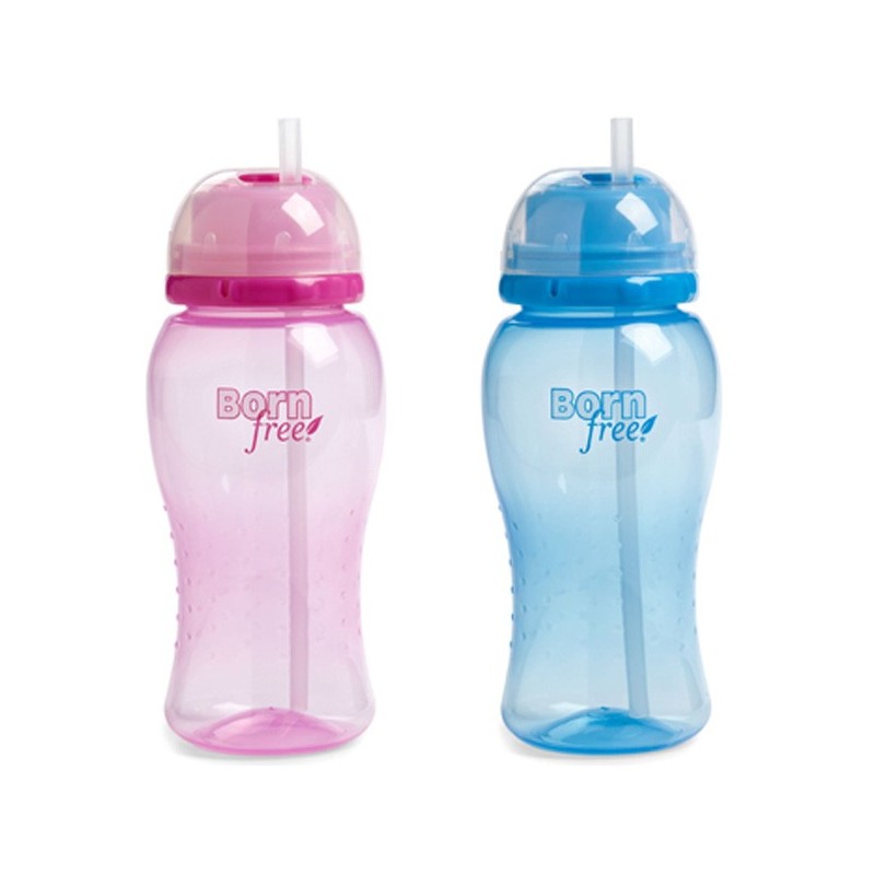 Bottiglia di acqua della paglia di vetro del bambino 'Twist' N Pop', come  già nel 12 mesi - scelta del colore - 400ml - Born Fr