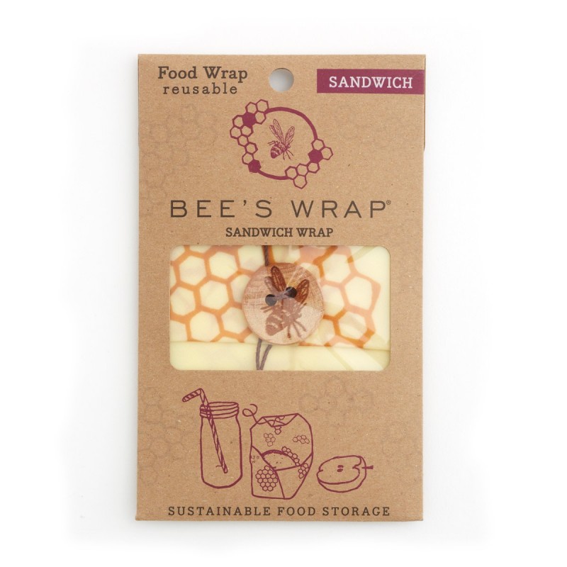 Naturkostverpackungen aus Bio-Baumwolle und Bienenwachs - Sandwich-Größe (35,5 x 63cm) - Bee's Wrap