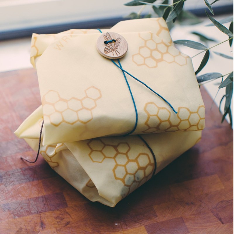 Emballage naturel pour aliment, en coton bio et cire d'abeille - Taille Sandwich (35.5 x 63cm) - Bee's Wrap