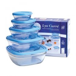 Pack de 5 saladiers en verre trempé avec couvercle - 9, 11, 14 ,17, 20 cm - Duralex