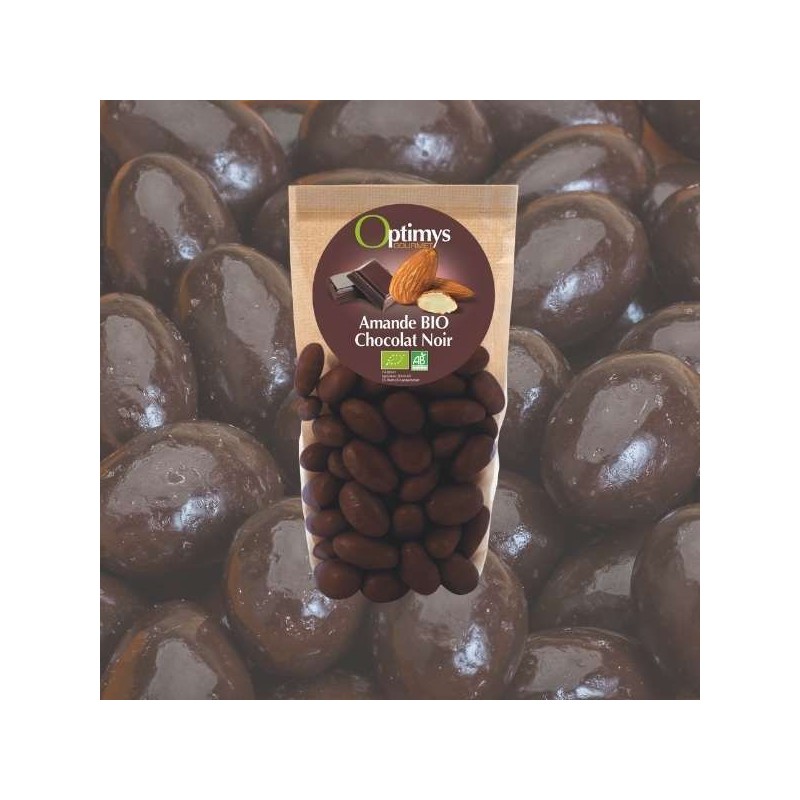 Bio-Dunkle Schokolade überzogener Mandel-Genuss - 150g - Optimys