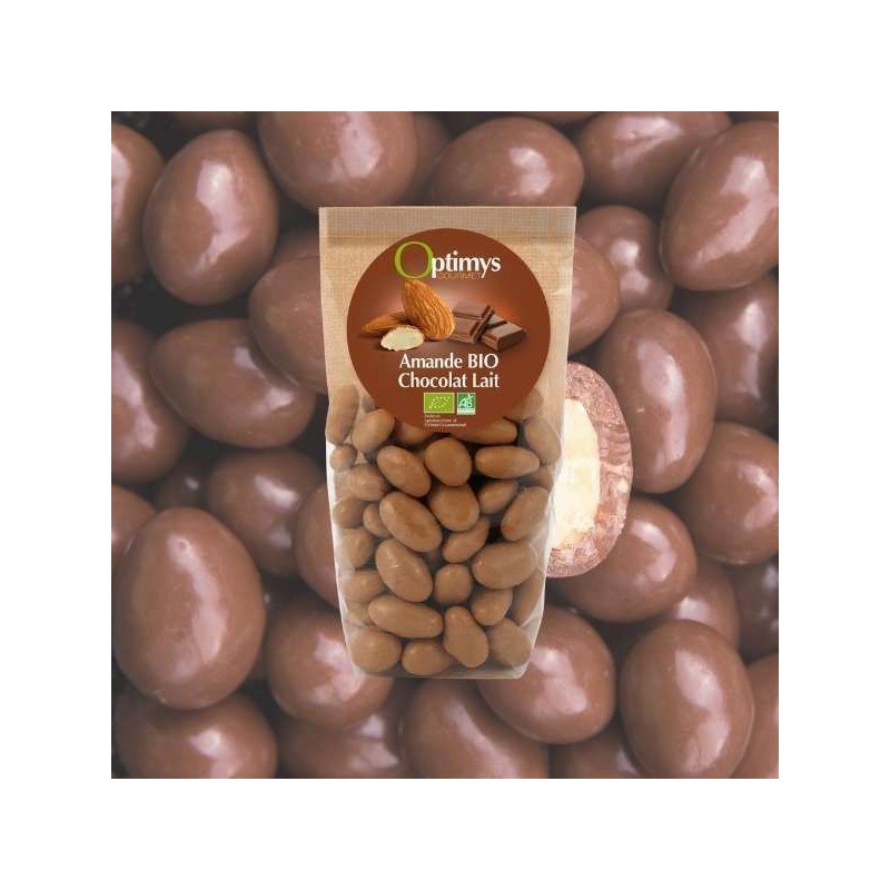 Bio-Mandel-Genuss mit Milchschokolade überzogene Mandeln - 150g - Optimys