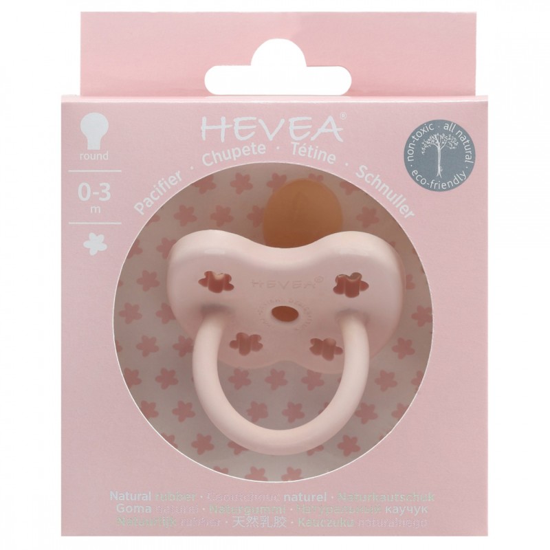 Tétines (lolettes) pour bébés 100% caoutchouc naturel - Arrondie "Pink", 0 à 3 mois - Hevea