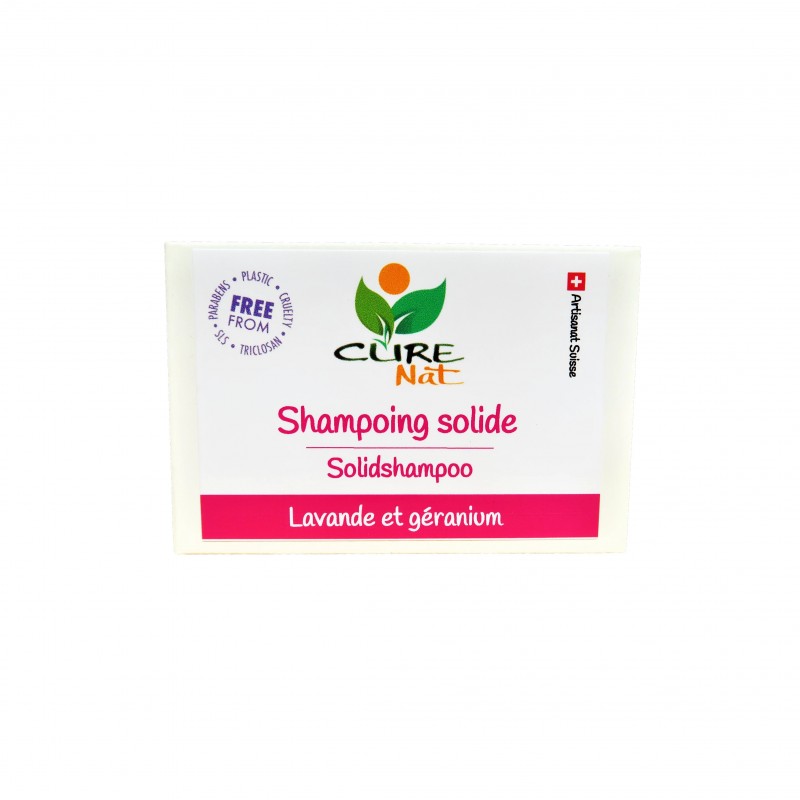 Handgefertigtes solides Shampoo, Lavendel & Geranie - 95g - Curenat