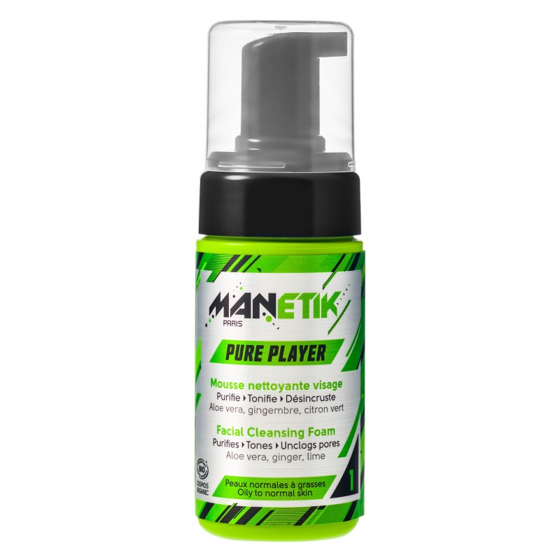 PURE PLAYER, Mousse Nettoyante - Purifie, tonifie, désincruste - 100ml - ManEtik